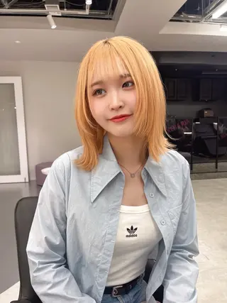 ミディアム カラー ブリーチカラー うたのヘアスタイル