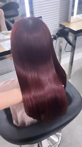 ロング カラー 💗愛され暖色💗 ピンク/レッド💗のヘアスタイル