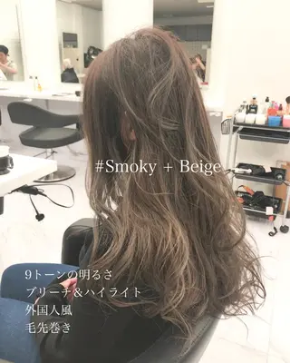 ロング カラー ヘアアレンジ TONE所属・透明感カラー/ 韓国ヘア/縮毛矯正のヘアスタイル