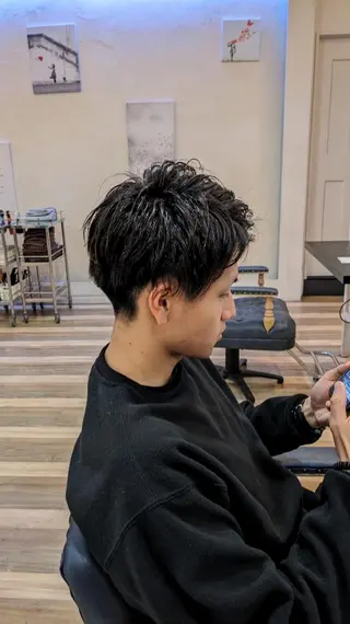 メンズ パーマ ショート カラー Russo(ルッソ)所属・こにし/蒲生四丁目 /髪質改善/スパのヘアスタイル