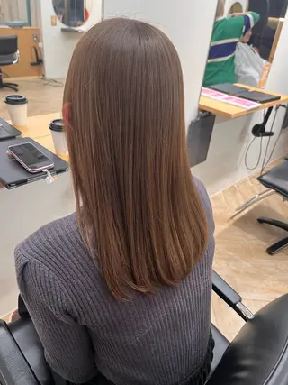 セミロング カラー パーマ/縮毛矯正 /韓国風/佐藤里咲のヘアスタイル