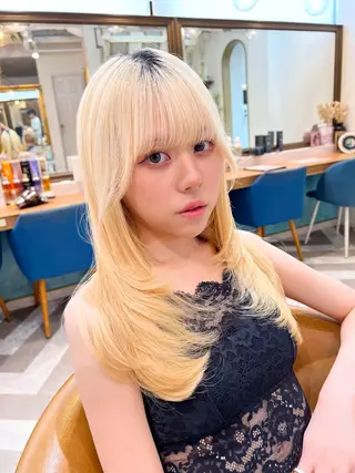 セミロング ‎🤍くびれレイヤー /韓国風🖤菊池瑛士のヘアスタイル