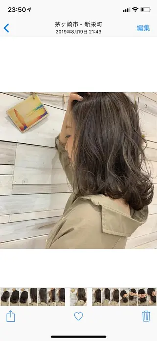 ミディアム カラー ハッシュカット/ボブ /レイヤー/彩奈のヘアスタイル