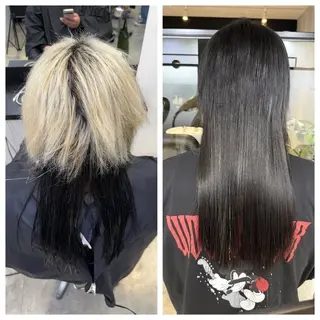 ロング け んブリーチ縮毛矯正のヘアスタイル