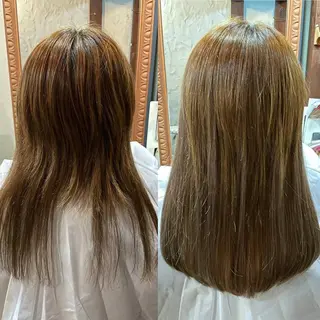 セミロング 髪質改善/マツパ 垢抜け透明カラー衣笠のヘアスタイル