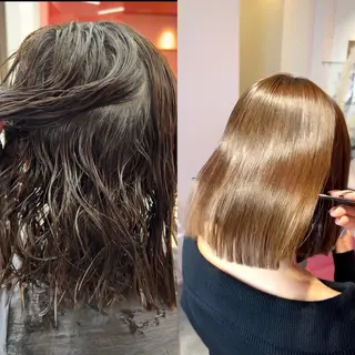 ショート カラー 莉乃/縮毛矯正/髪質 改善/艶カラーのヘアスタイル