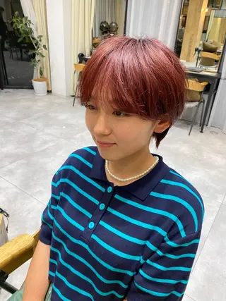 ショート カラー i.osaka所属・たつ/レイヤーカット 顔周り/髪質改善のヘアスタイル