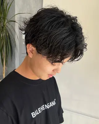 ショート パーマ メンズ 🖱️ナチュラルヘア 鍋谷美帆🖱️のヘアスタイル