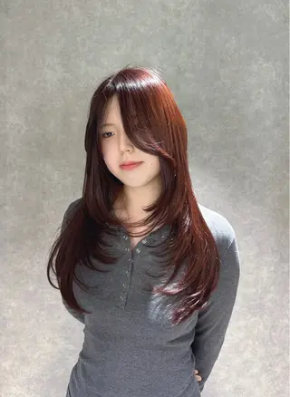 ロング カラー ヘアアレンジ JUNO韓国ヘア MIAN.⋆𝜗𝜚のヘアスタイル