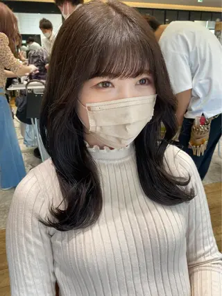 セミロング カラー 顔周り/くびれヘア 韓国ヘア💕風間るなのヘアスタイル