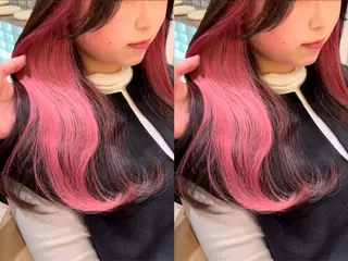 カラー ゆらんちょ/ブリーチ 無w/縮毛矯正/暖色のヘアスタイル