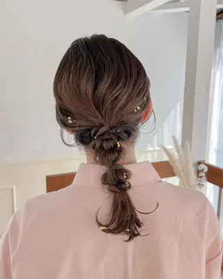 セミロング ヘアアレンジ ボブ/色素薄めカラー RISAのヘアスタイル