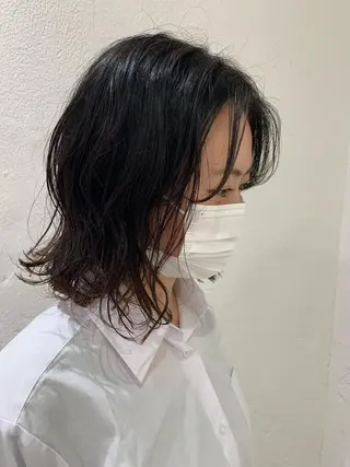 セミロング パーマ ヘアアレンジ 🫧透明感カラー/ ボブ/小笠原汐海🪽のヘアスタイル