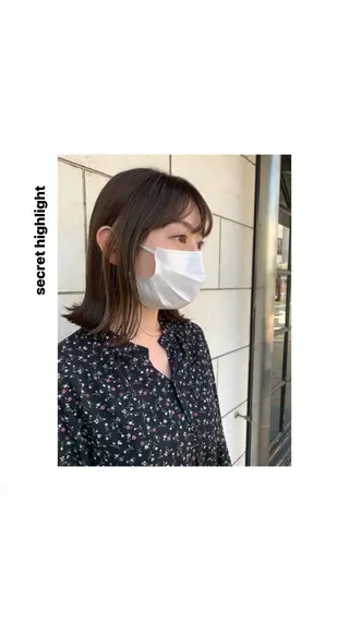 ミディアム カラー パーマ ヘアアレンジ メンズ キッズ ネイル マツエク・マツパ アイブロウ rewards成城学園前店所属・hiro【沿線で叶う 似合わせhair】のヘアスタイル