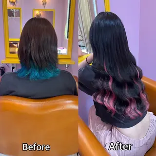 ロング シール＋ちび編み込み エクステ梅田🐨のヘアスタイル