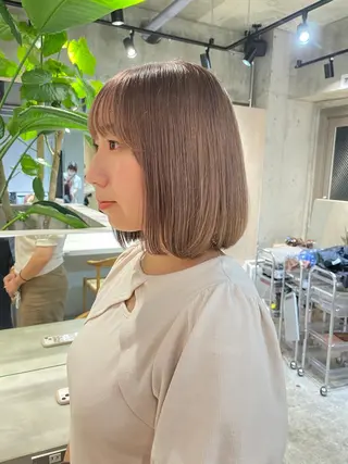 ミディアム カラー 透明感カラー 大人グレージュ有村のヘアスタイル