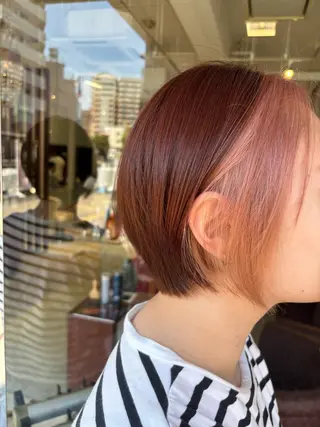 ショート カラー 🍒ブリーチカラー 🍊暖水 まりあのヘアスタイル