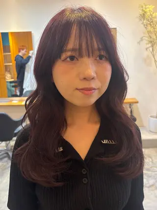 ミディアム カラー RIN/韓国ヘア レイヤーカットのヘアスタイル