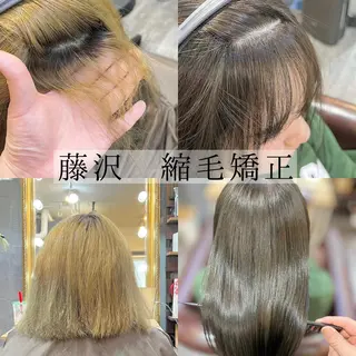 セミロング カラー パーマ 髪質改善縮毛矯正 撮影モデル@藤沢駅のヘアスタイル