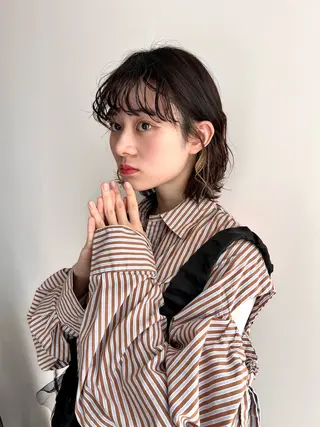 ミディアム カラー パーマ 水野 雪 /パーマ/暖色カラーのヘアスタイル