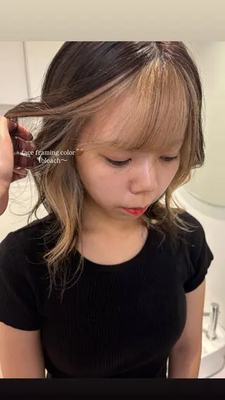 ミディアム リン🔔ボブ cut ベージュカラー🤎のヘアスタイル