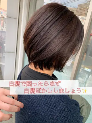 ミディアム カラー 白髪ぼかしハイライト 柳川拓哉のヘアスタイル