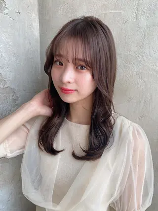 セミロング カラー 顔周り/くびれヘア 韓国ヘア💕風間るなのヘアスタイル