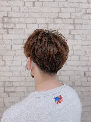 ショート カラー ヘアアレンジ メンズ ブリーチなし艶カラー 東家のヘアスタイル