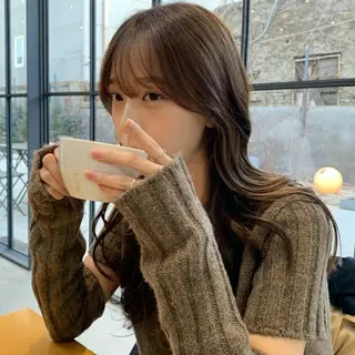 セミロング カラー 莉乃/縮毛矯正/髪質 改善/艶カラーのヘアスタイル