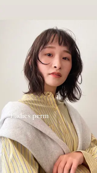 セミロング パーマ k-twoあべのキューズモール店所属・k-two☁あべの/ 艶感カラー/Touaのヘアスタイル