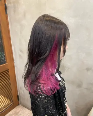 セミロング カラー 【ピンク/韓国ヘア/ ヘアセット】亜海のヘアスタイル