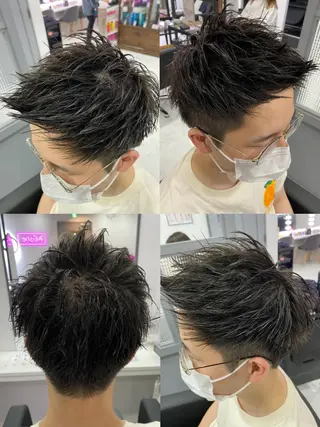 ショート カラー パーマ ヘアアレンジ メンズ 🔥メンズパーマ特 化🔥渡辺一翔🔥のヘアスタイル