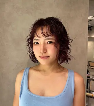ミディアム カラー パーマ ayano🍒パーマ 暖色カラーのヘアスタイル