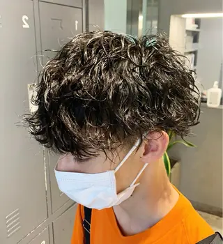 ミディアム パーマ メンズ 園田 将士のヘアスタイル