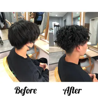 ショート カラー パーマ メンズ kiitos所属・関西センターパート メンズモデル募集のヘアスタイル