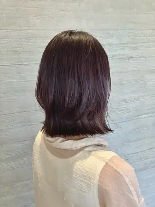 ミディアム カラー サキ🤍ハイトーン 🩰くびれ巻きヘアのヘアスタイル