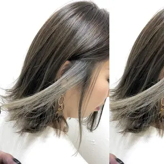 ミディアム カラー JuNブリーチに 縮毛矯正するプロのヘアスタイル