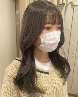 セミロング カラー 韓国ヘア顔周りカット 艶髪ベージュtamaのヘアスタイル