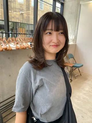 ミディアム レイヤー/柔色 カラー/SAkiのヘアスタイル