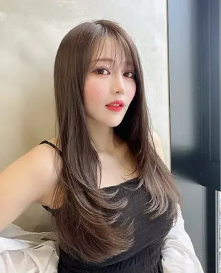 ロング 縮毛矯正/ブリーチ なしダブルカラー輝希のヘアスタイル