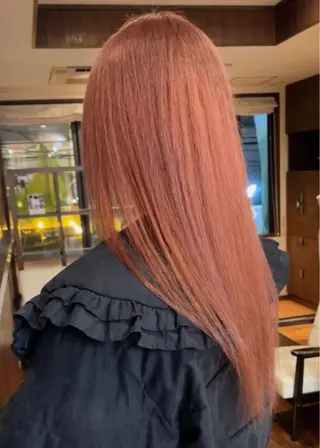 ロング カラー 髪質改善ｶﾗｰ ｹｱﾌﾞﾘｰﾁ/ﾀﾑのヘアスタイル