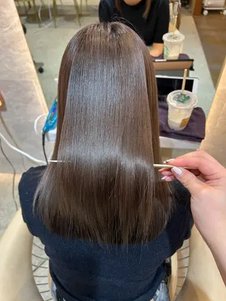 セミロング カラー ボブ/巻ける縮毛矯正 /韓国レイヤーはなのヘアスタイル