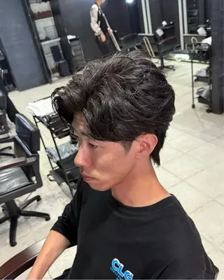 ショート パーマ メンズ 【フェザーパーマ】 【縮毛矯正】鶴田文のヘアスタイル