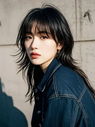 セミロング ウルフカット 811 大阪梅田 ウルフのヘアスタイル