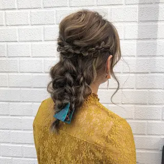 セミロング ヘアアレンジ ✨韓国風カット/艶髪 カラー✨yumeのヘアスタイル