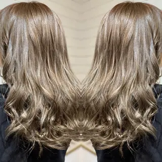 ミディアム カラー ヘアアレンジ 髪質改善×ハイトーン 中田啄也のヘアスタイル