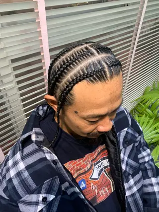 ショート ヘアアレンジ メンズ Lehua   (レフア)所属・MEI/ブレイズ/ コーンロウ/茅ヶ崎のヘアスタイル