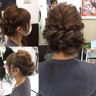 ロング カラー パーマ ヘアアレンジ ハイトーン Arphyのヘアスタイル