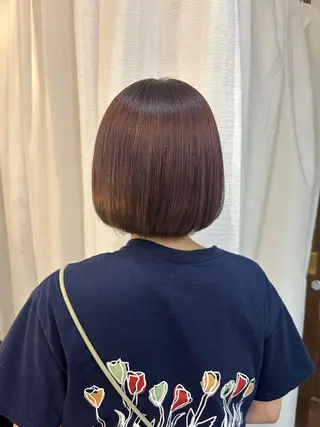 ミディアム カラー 顔周りカット ピンク カラー♡りりのヘアスタイル