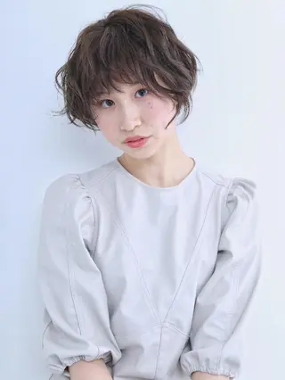 ショート パーマ カラー ✨ブリーチなし透明感 カラー✨ゆりかのヘアスタイル